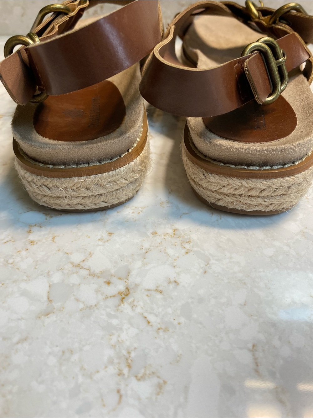 Ruff Hewn Brown Cross-Strap Leather Sandals with Buckle - Picture 4 of 6